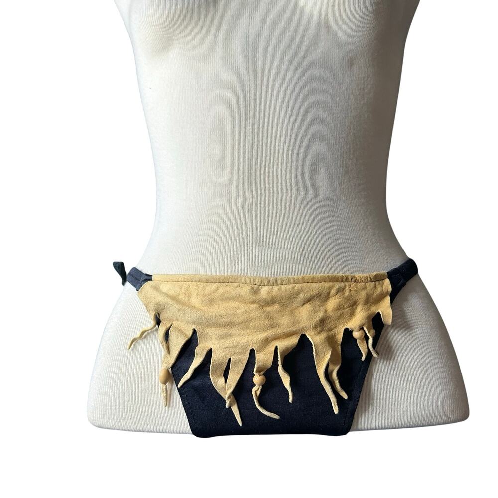 Vintage 80/90s Black Fringe Flintstone Unique Bikini Bottom 
Women’s Size M